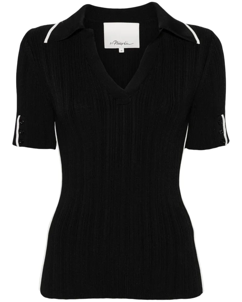 3.1 phillip lim Poloshirt mit V-Ausschnitt - Schwarz Schwarz