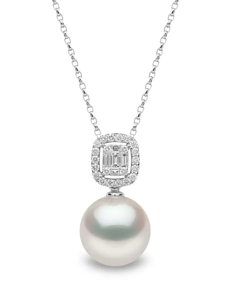 YOKO London 18kt Weißgoldhalskette mit Perle und Diamanten - Silber Silber