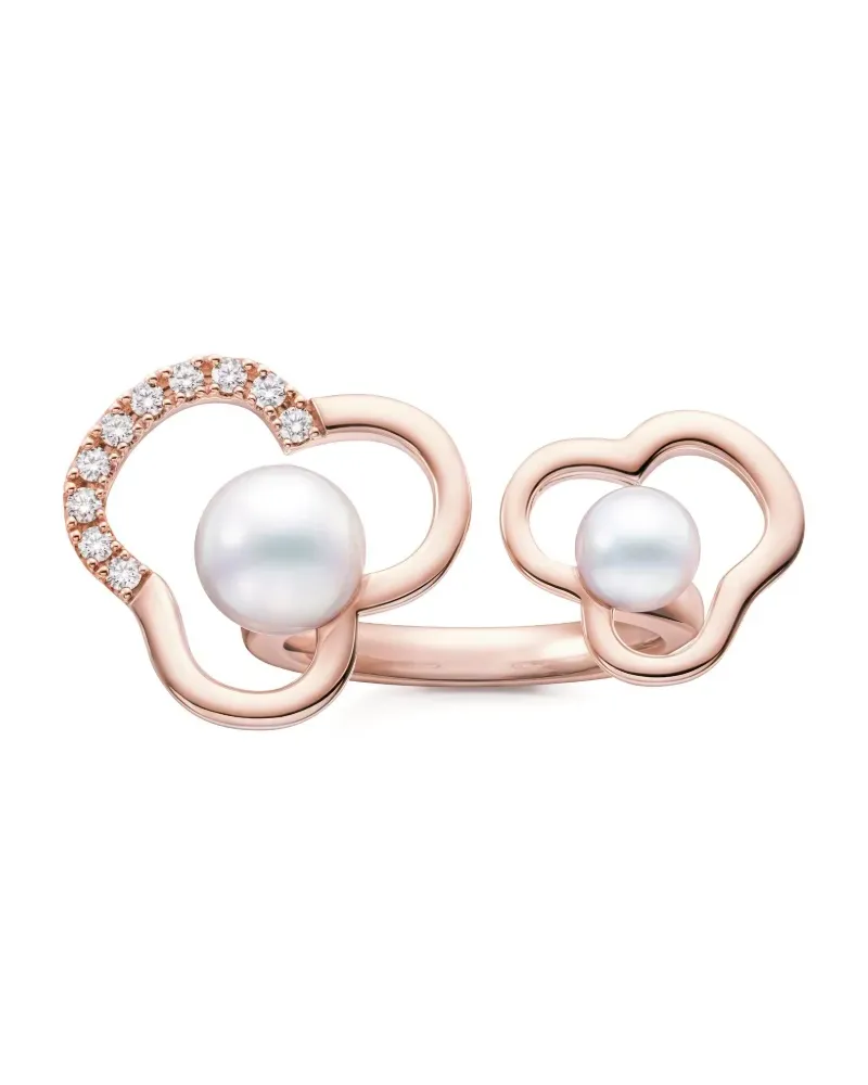 TASAKI 18kt Chants Rotgoldring mit Akoya-Perle und Diamanten - Rosa Rosa