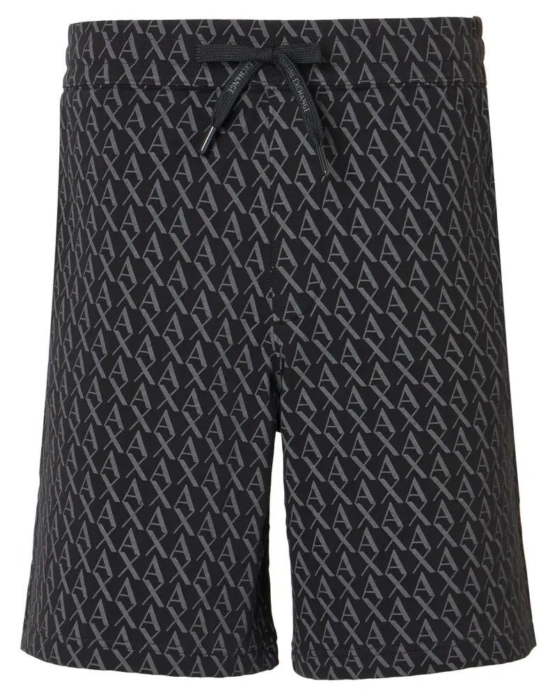 Armani Exchange Joggingshorts mit Monogramm - Schwarz Schwarz