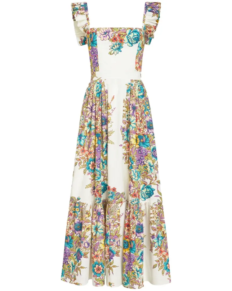 Etro Midikleid mit Blumen-Print - Weiß Weiß