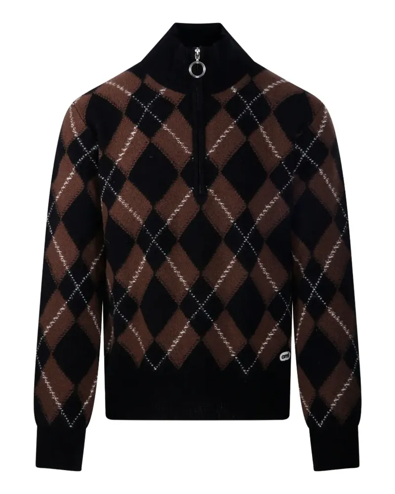 AMI Paris argyle quarter-zip sweater - Schwarz Schwarz