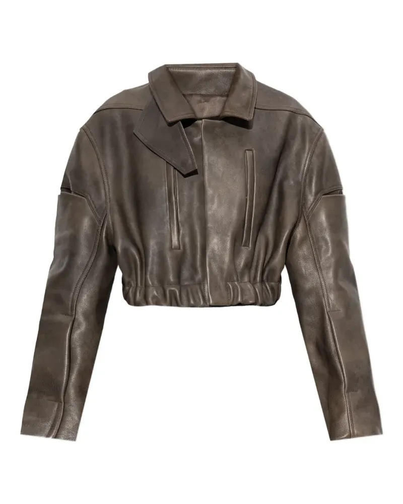 Rick Owens cropped leather jacket - Braun Braun