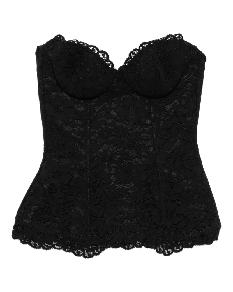 COSTARELLOS Bustier-Top mit Spitzenbesatz - Schwarz Schwarz