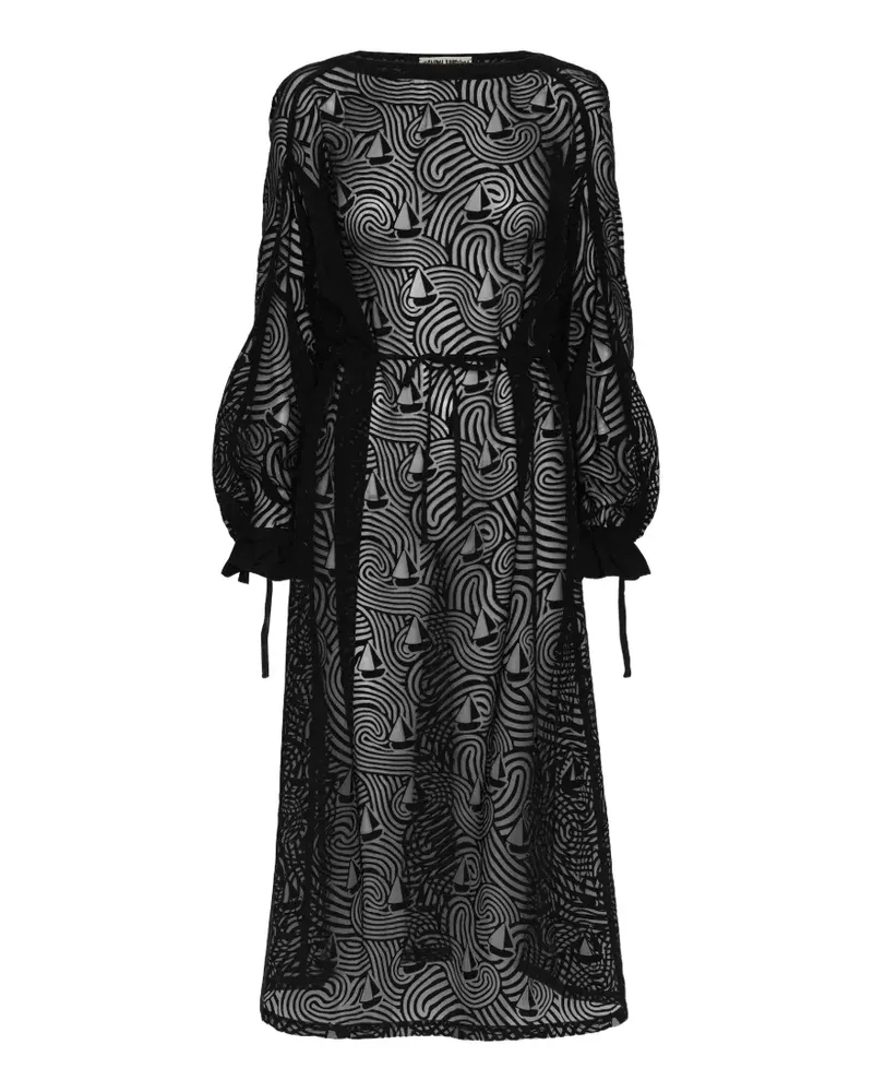 Henrik Vibskov Long Delivery Maxikleid mit abstraktem Muster - Schwarz Schwarz
