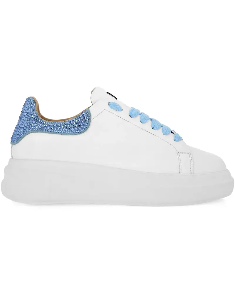 Philipp Plein Plateau-Sneakers mit Kristallen - Weiß Weiß