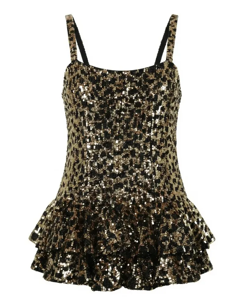 Valentino Garavani Gerüschter Playsuit mit Pailletten - Schwarz Schwarz