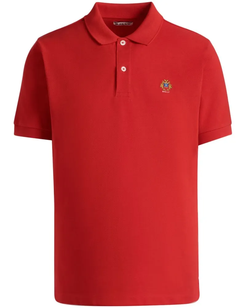 Bally Besticktes Poloshirt aus Bio-Baumwolle Rot