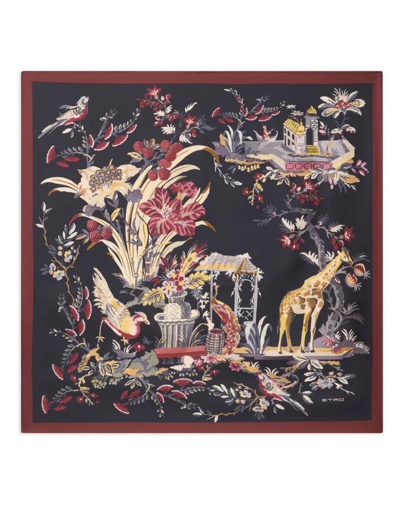 Etro Seidentwill-Schal mit Paisley-Motiv - Blau Blau