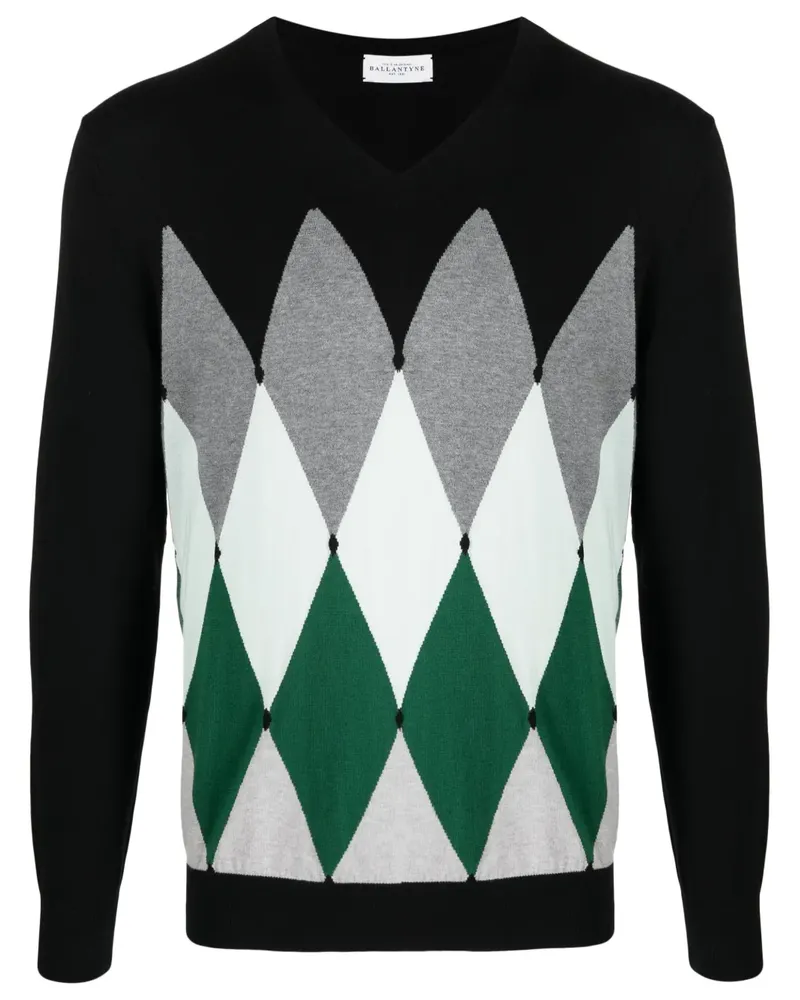 Ballantyne Pullover mit Argyle-Muster - Schwarz Schwarz