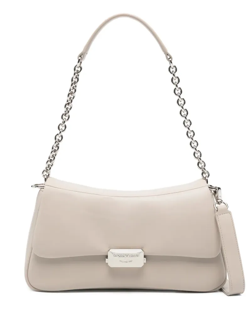 Emporio Armani Schultertasche mit Logo-Schild - Nude Nude