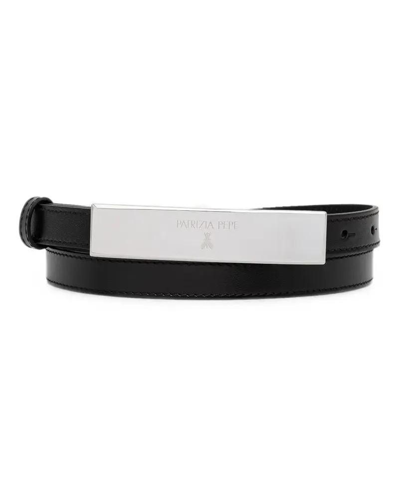 Patrizia Pepe logo-engraved plaque belt - Schwarz Schwarz