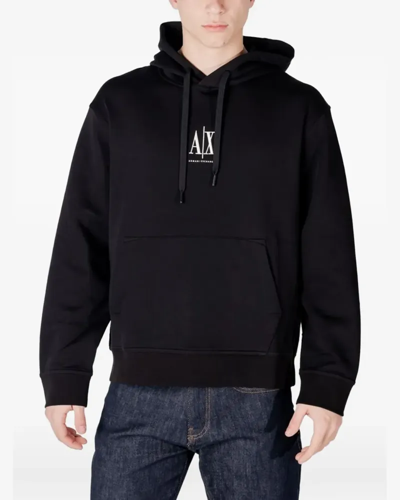Armani Exchange Hoodie mit Logo-Print - Schwarz Schwarz