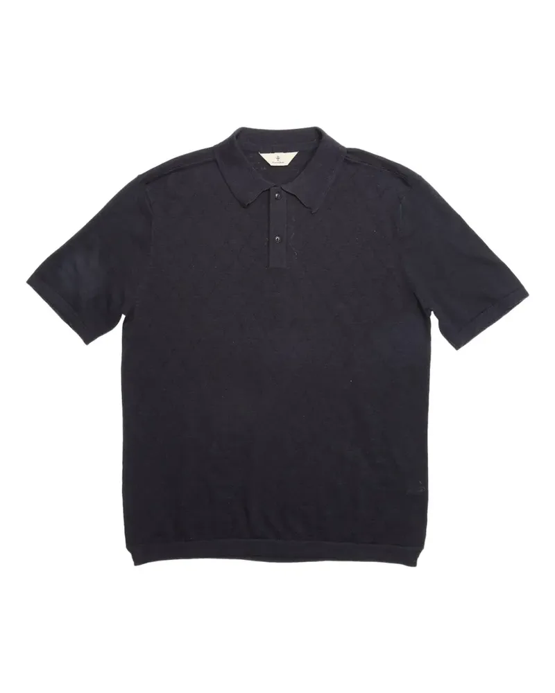 Blue de Gênes Poloshirt mit Rautenmuster - Blau Blau