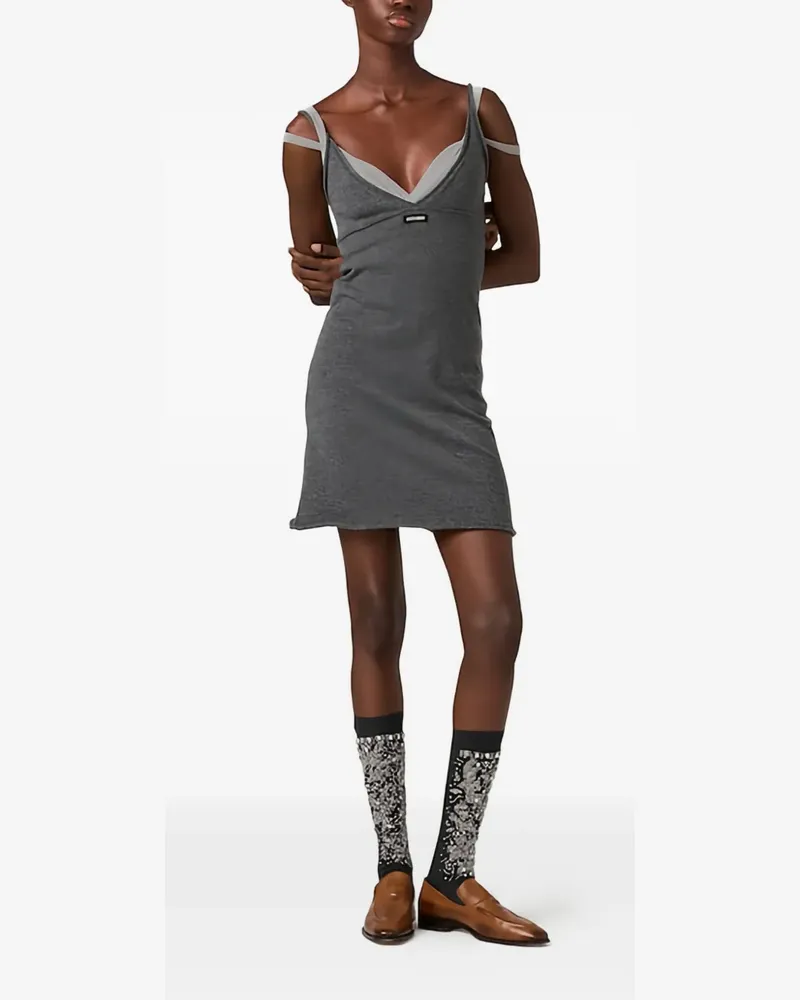 Miu Miu Minikleid mit V-Ausschnitt - Grau Grau