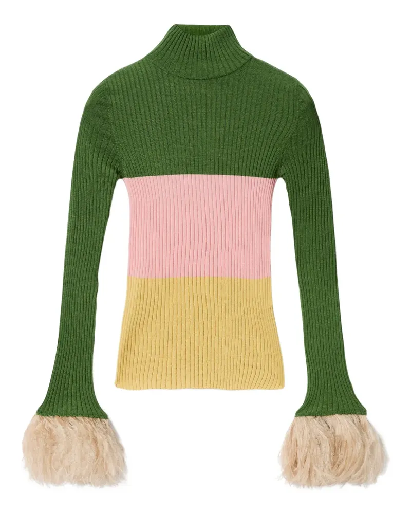 La DoubleJ Bestickter Pullover mit Federbündchen - Grün Grün