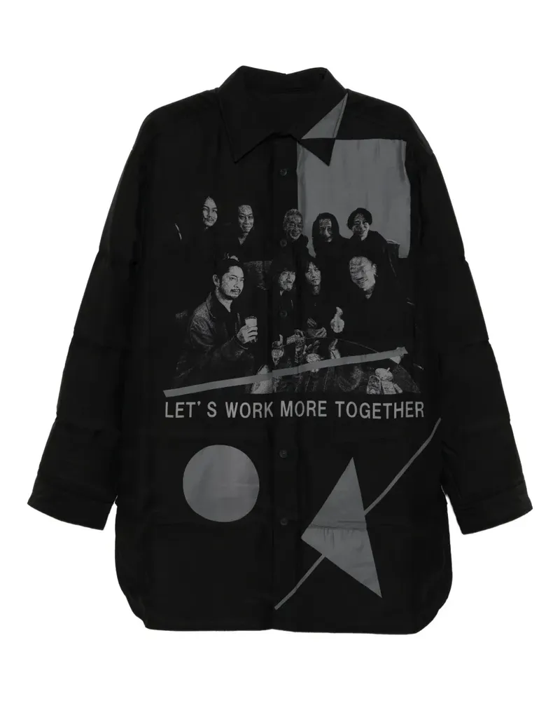 Yohji Yamamoto Wattierte Jacke mit Print - Schwarz Schwarz