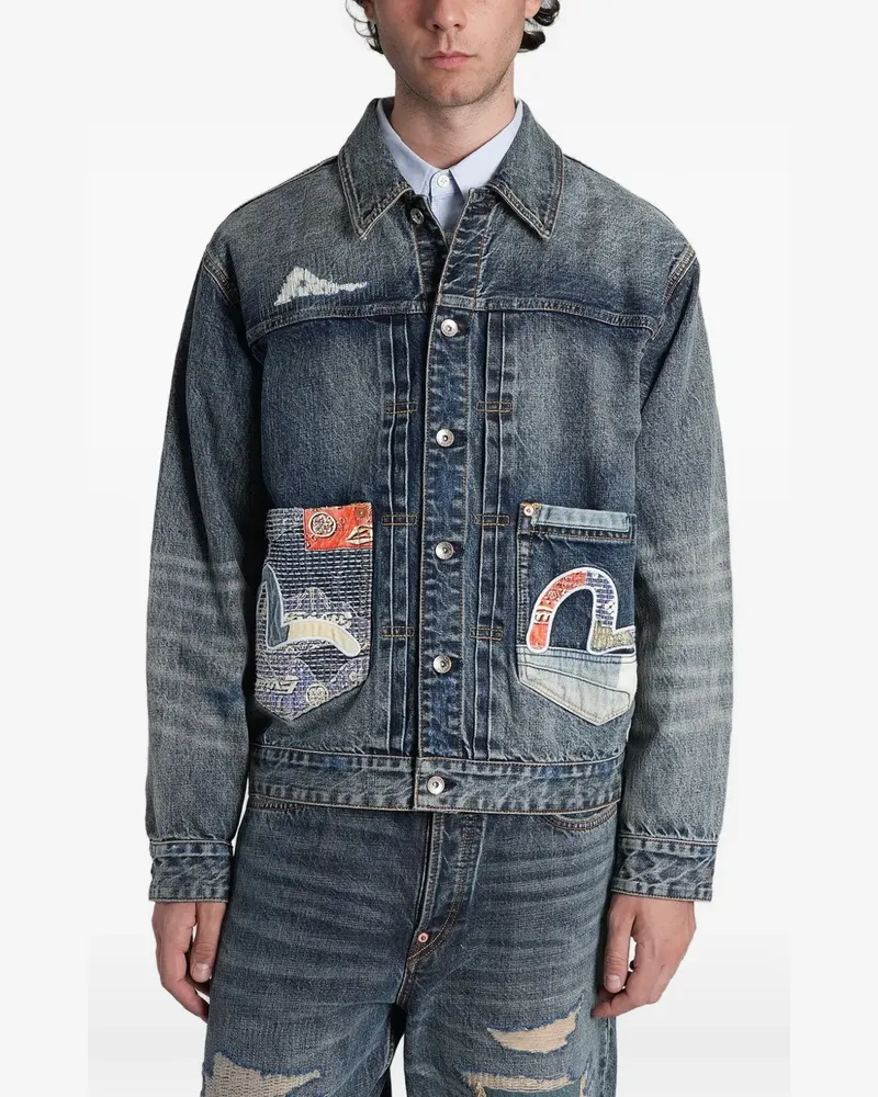Evisu patchwork Seagull denim jacket - Blau Blau