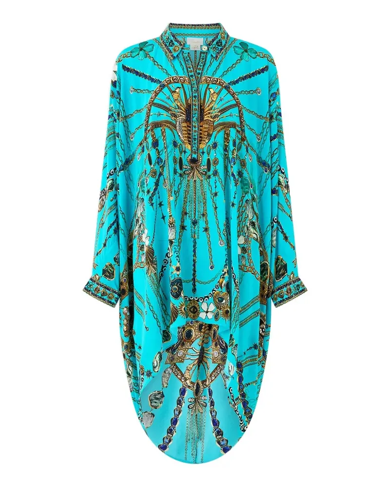 Camilla Drapierter Kaftan mit Knöpfen - Blau Blau