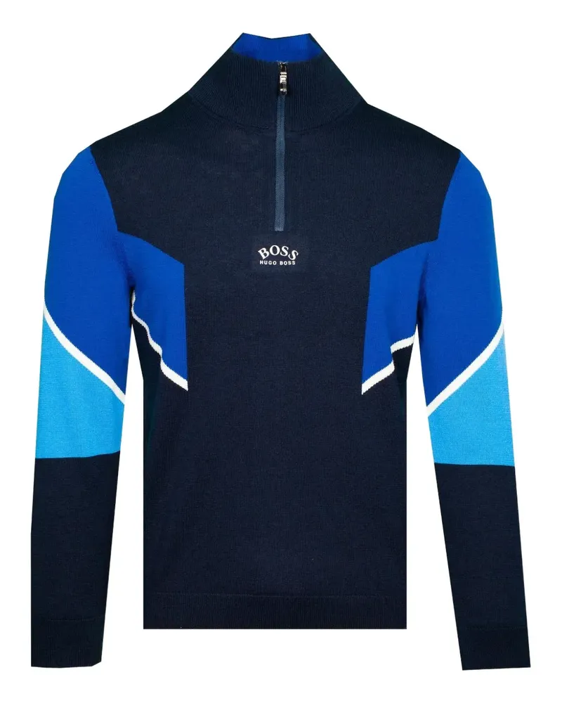 HUGO BOSS Pullover mit Viertelreißverschluss - Blau Blau