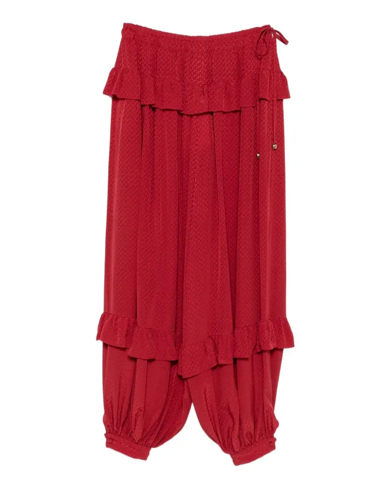 Chloé Gerüschte Hose aus Seiden-Jacquard - Rot Rot