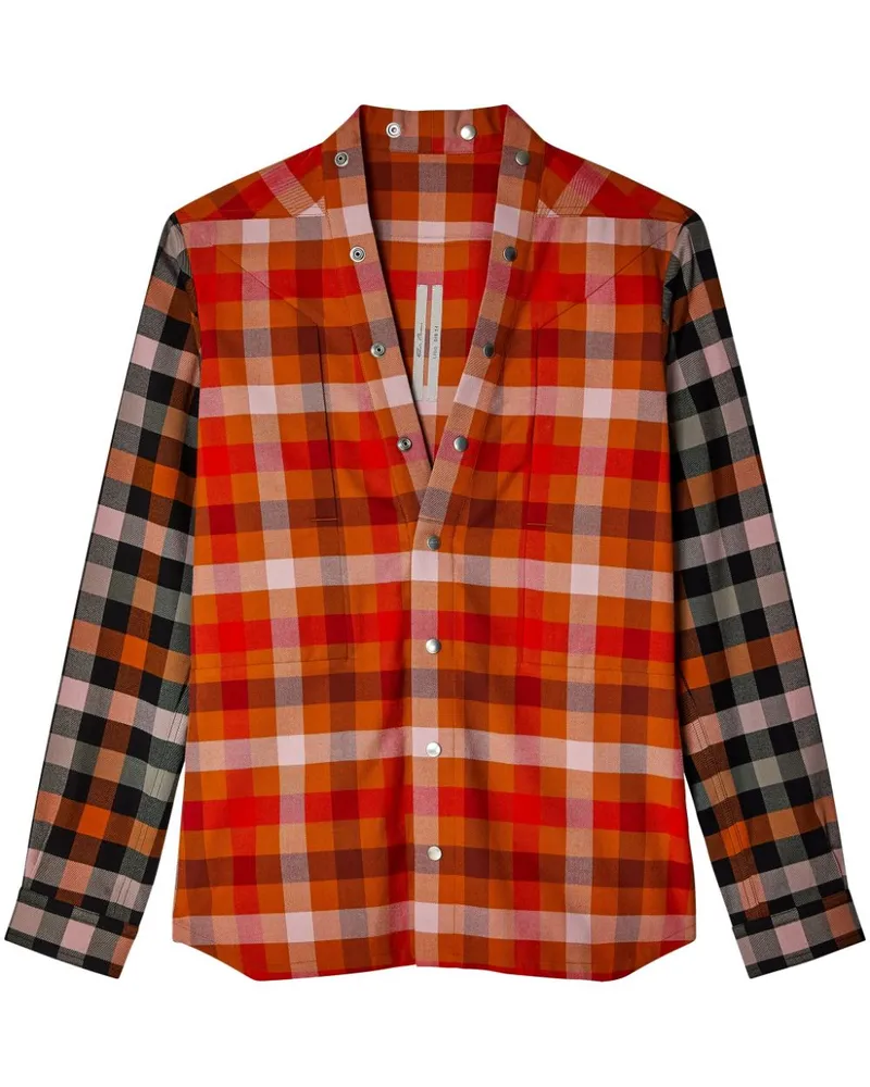Rick Owens Hemd mit karierten Einsätzen - Orange Orange