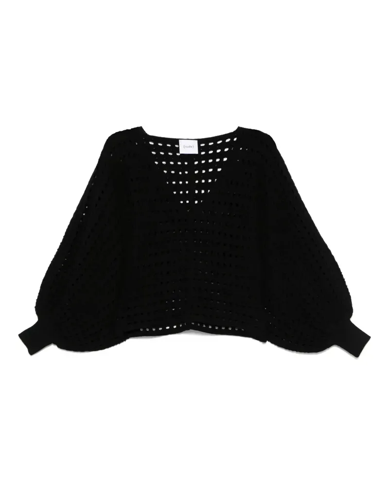 NUDE Pullover mit Lochstrickmuster - Schwarz Schwarz