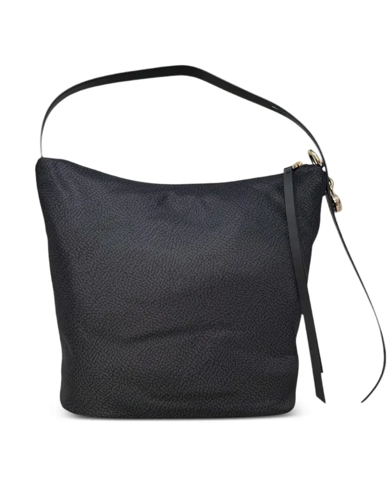 Borbonese Mittelgroße Prive O.P. Schultertasche mit Print - Grau Grau