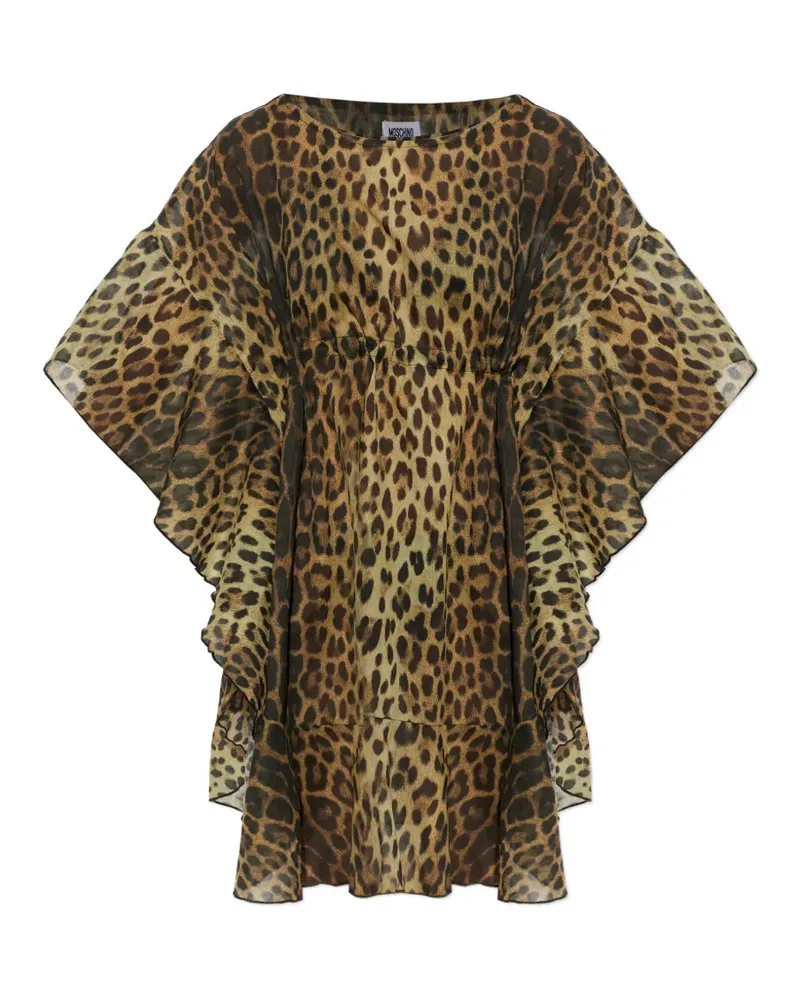 Moschino leopard-print ruffled mini dress - Nude Nude