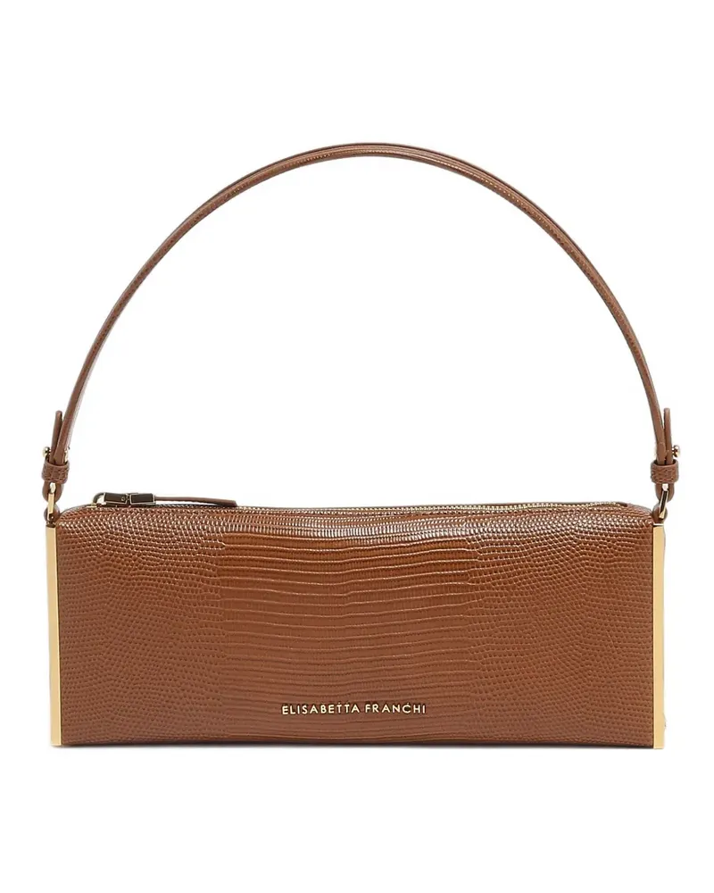 Elisabetta Franchi Schultertasche mit Eidechsen-Effekt - Braun Braun