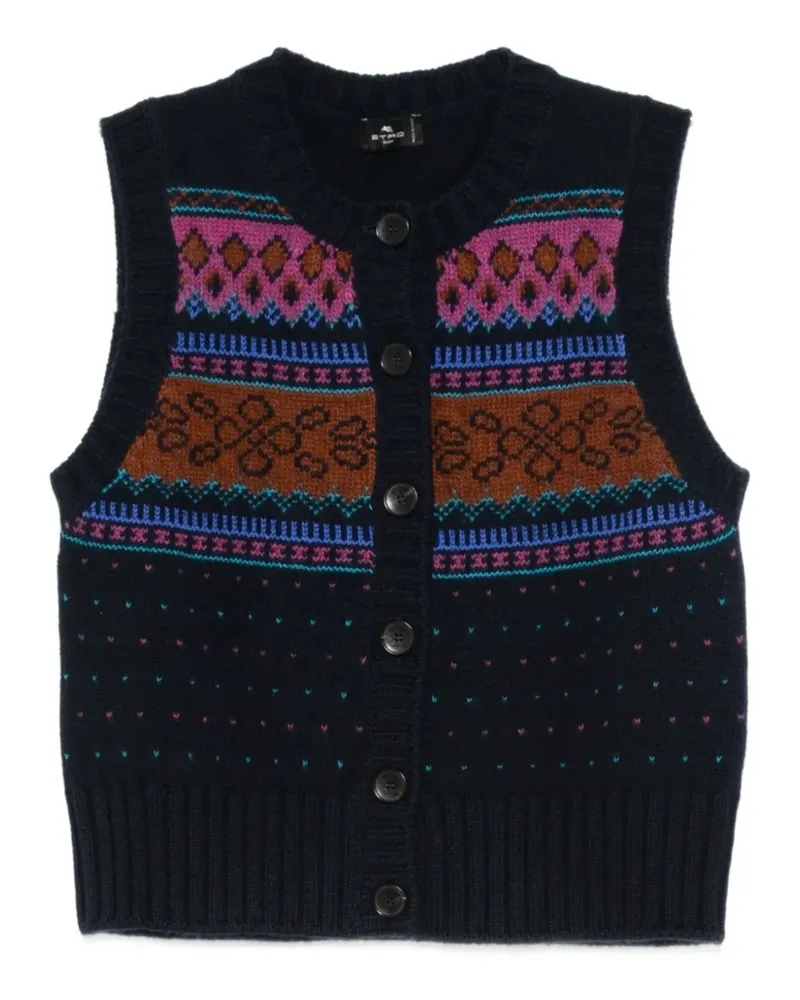 Etro Gemusterter Cardigan mit Knopfverschluss - Blau Blau