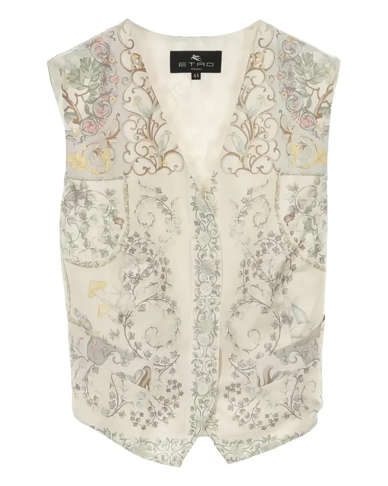 Etro 2010s Seidenweste mit Blumenmuster - Nude Nude