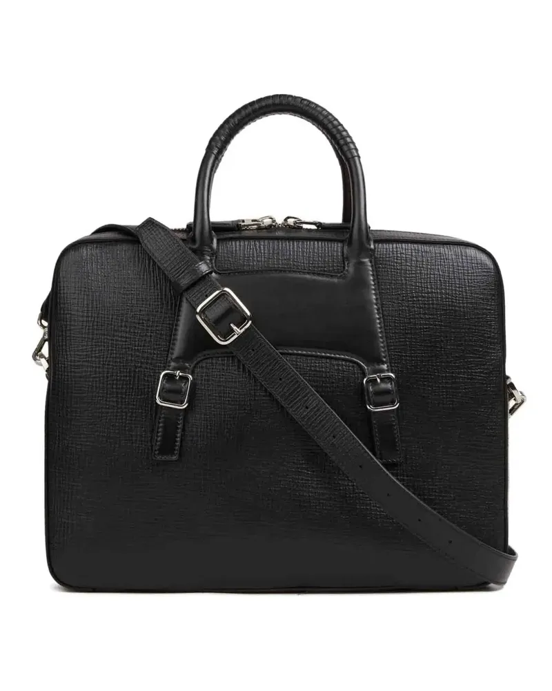 Santoni logo-detail leather briefcase - Schwarz Schwarz