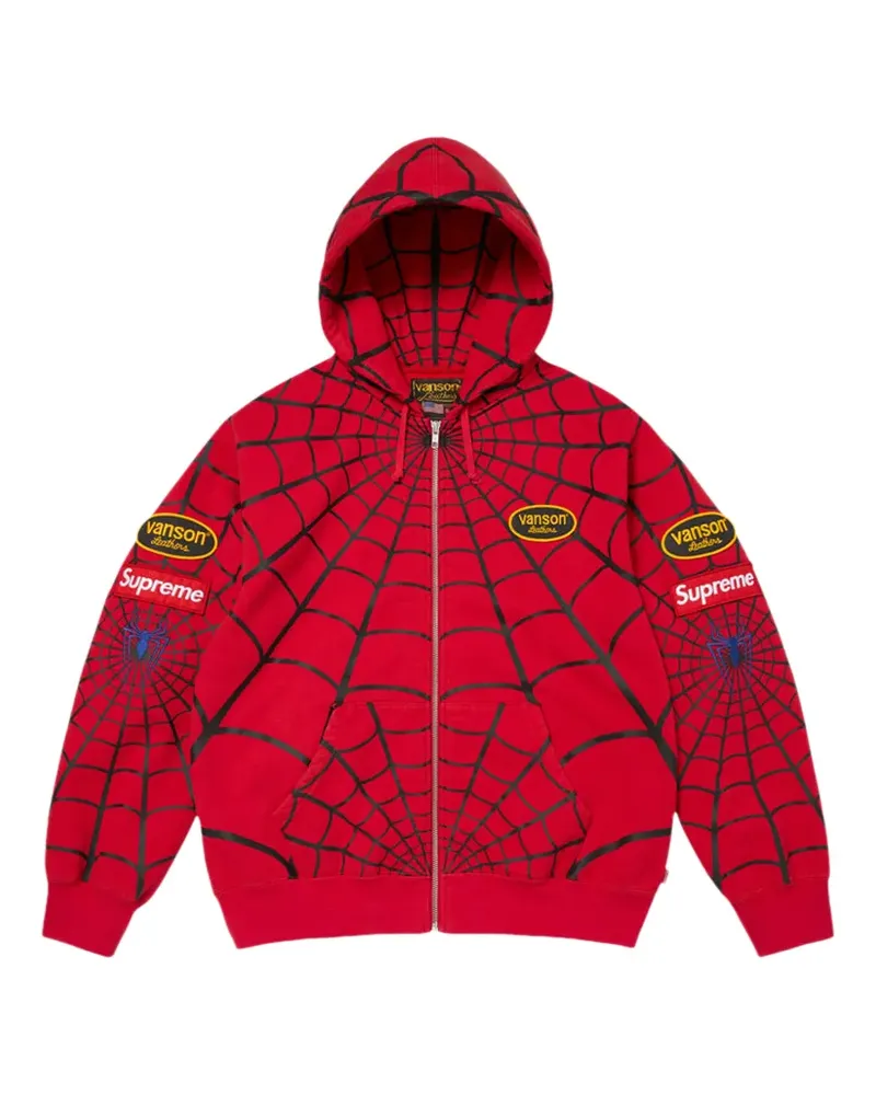 Supreme Being x Vanson Leathers x Marvel Spider-Man zip-up hoodie - Rot Rot