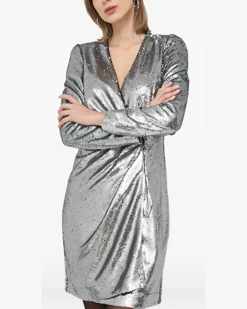 Morgan sequined V-neck mini dress - Silber Silber