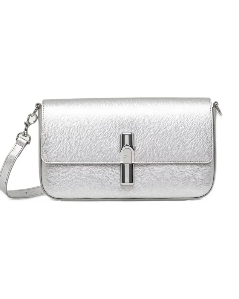 Furla small Iride metallic leather cross body bag - Silber Silber