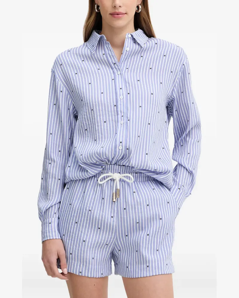 Silvian Heach Masia striped logo-print shirt - Blau Blau