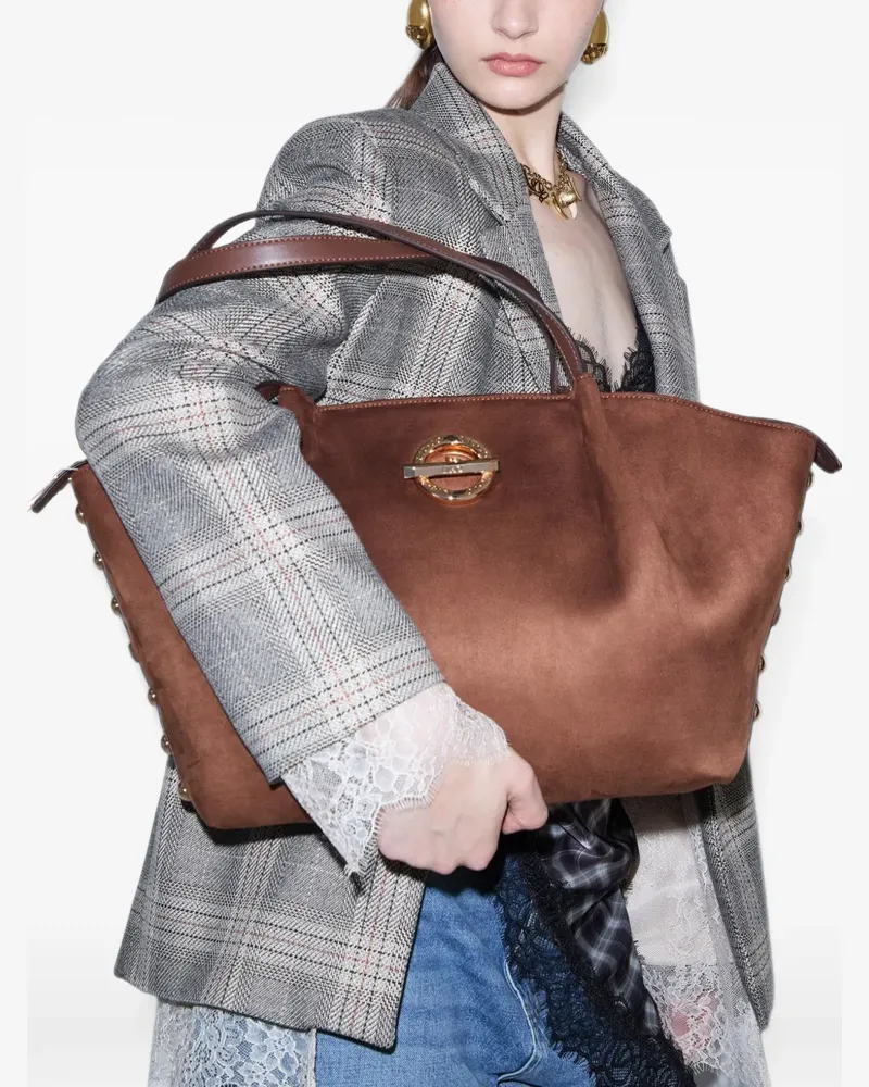 Liu Jo suede-effect studded shoulder bag - Braun Braun