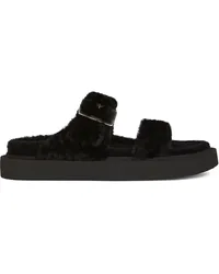 Giuseppe Zanotti Furry Him Pantoletten Schwarz