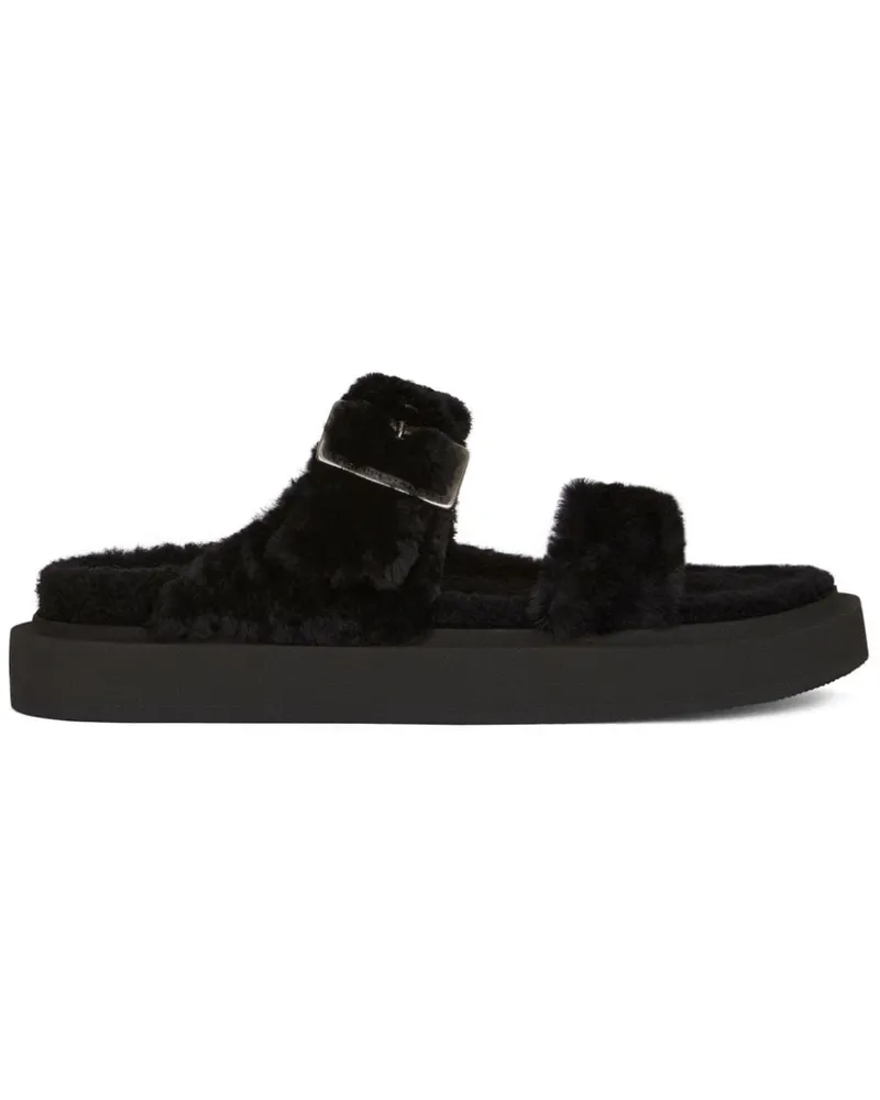 Giuseppe Zanotti Furry Him Pantoletten - Schwarz Schwarz