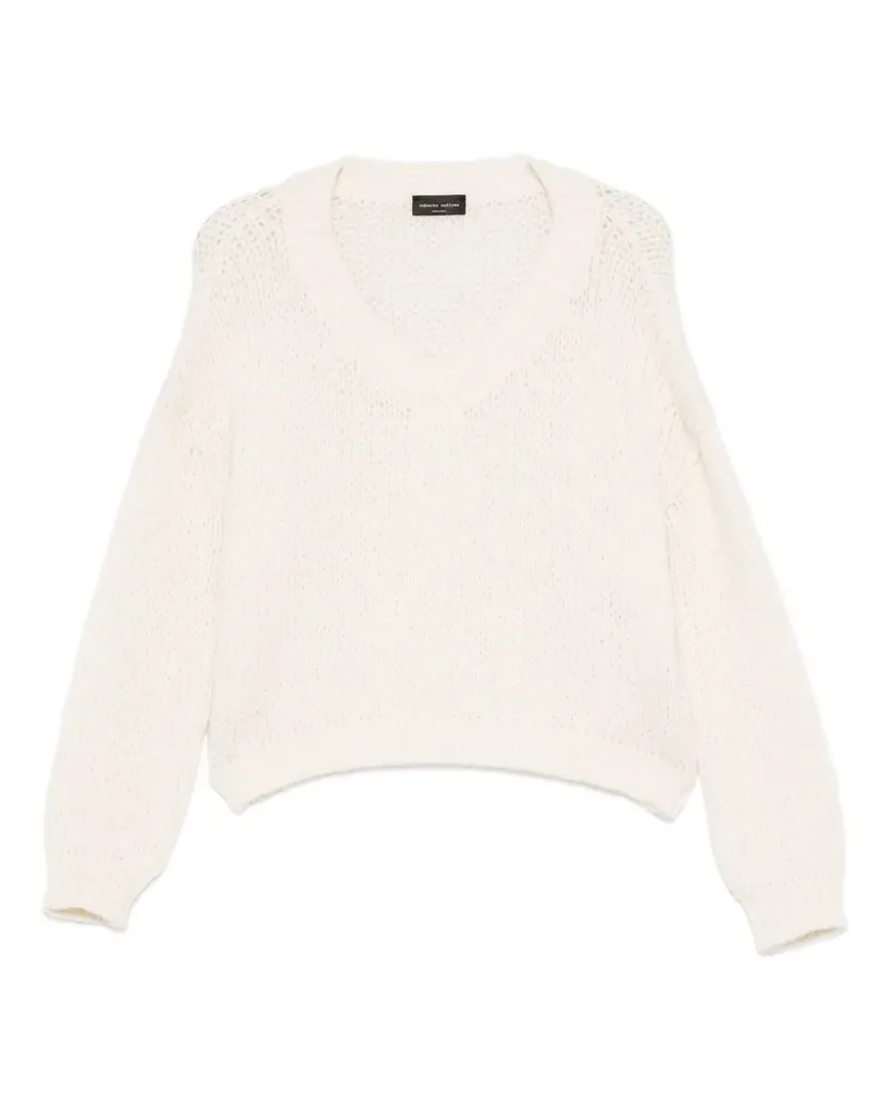 Roberto Collina ML Pullover mit V-Ausschnitt - Weiß Weiß