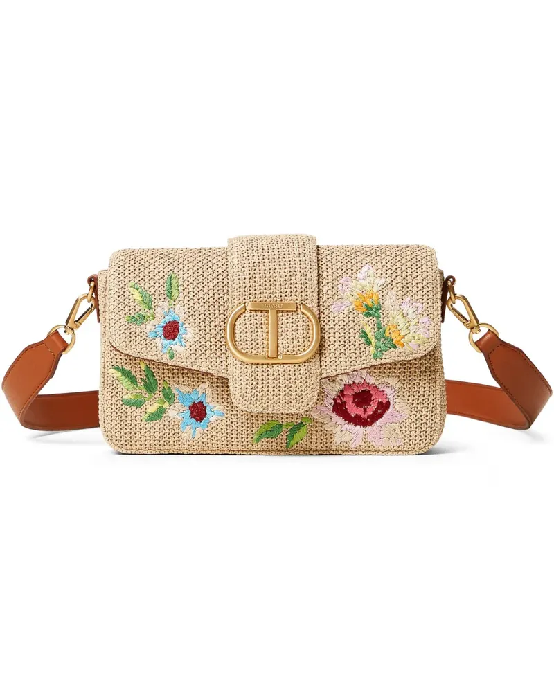 Twin-Set Bestickte Schultertasche - Nude Nude