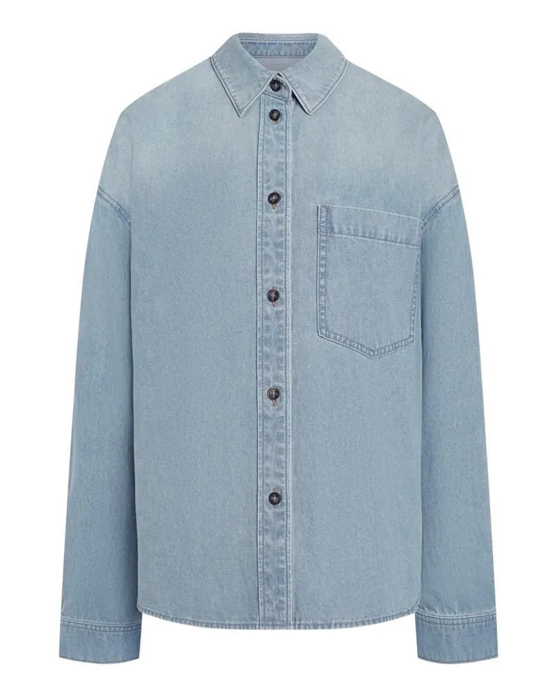 12 STOREEZ Klassisches Jeanshemd - Blau Blau