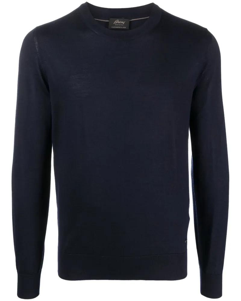 Brioni Fein gestrickter Pullover - Blau Blau