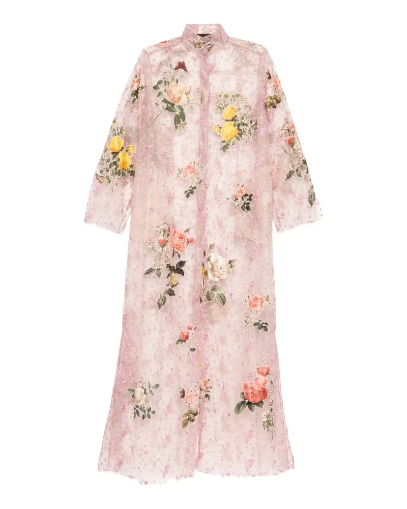 Biyan floral-embroidered sequin-embellished dress - Rosa Rosa