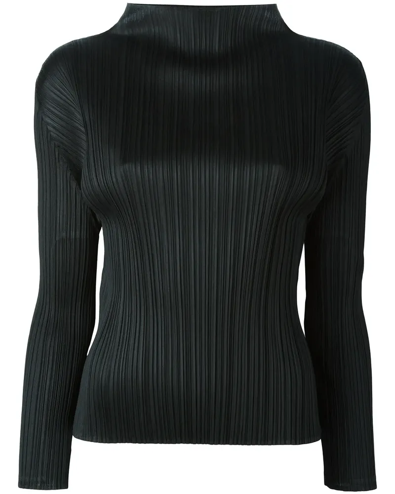 Issey Miyake Oberteil mit Trichterkragen - Schwarz Schwarz