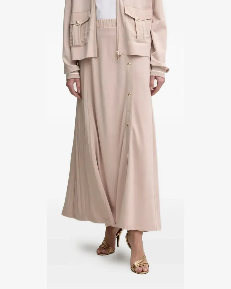 Liu Jo pleated button-detailing midi A-line skirt - Nude Nude