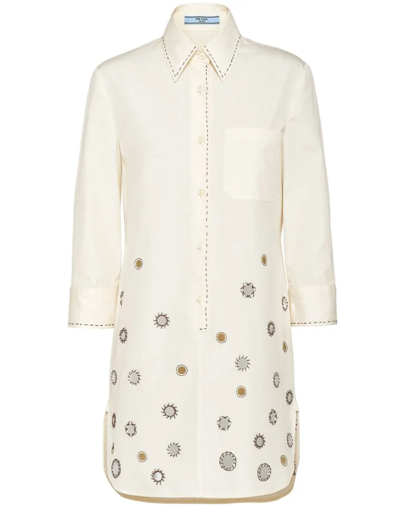 Prada Hemdkleid mit Applikation - Nude Nude