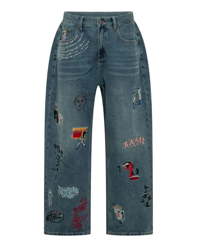 KidSuper embroidery jeans - Blau Blau