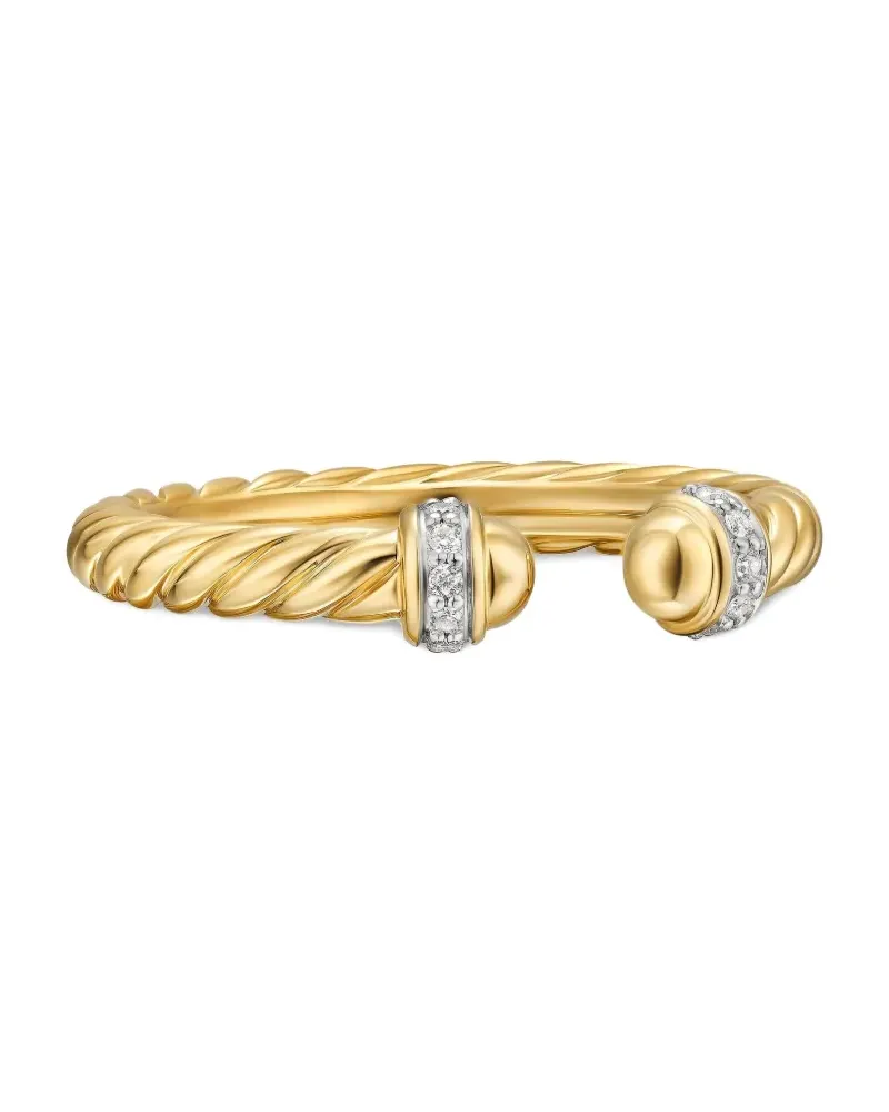 David Yurman 18kt Cable Band Open Gelbgoldring mit Diamanten (2,8mm Gold